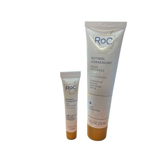 RoC Retinol correxion deep wrinkle Night Cream 1.3oz & Eye Cream Sealed No Box - Picture 1 of 1